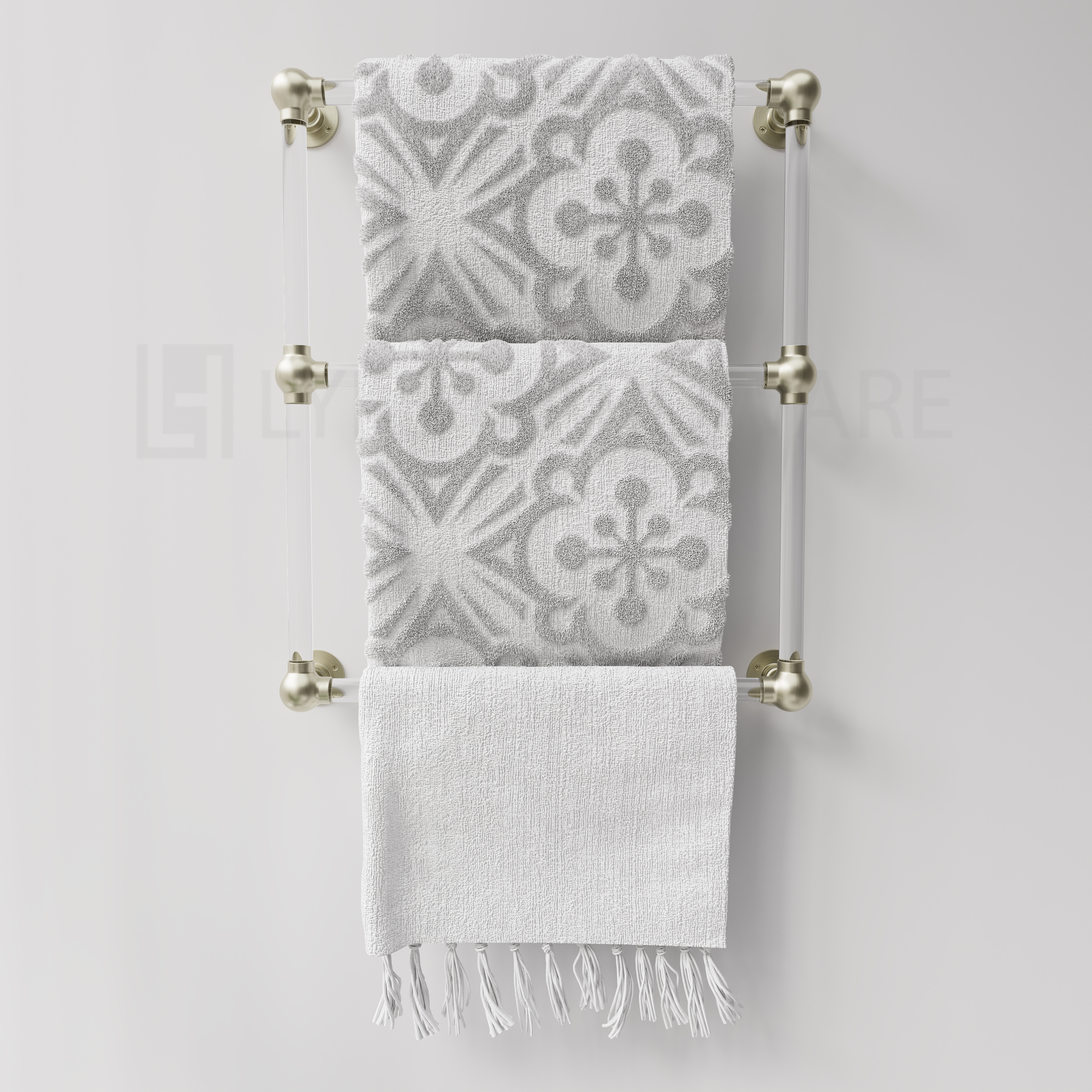 Acrylic Lucite Three Bar Bathroom Towel Rack