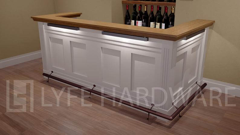 Custom Antique Bronze Bar Foot Rail Kit