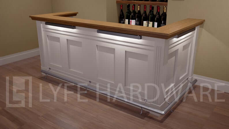 Custom Brushed Stainless Steel Bar Foot Rail Kit